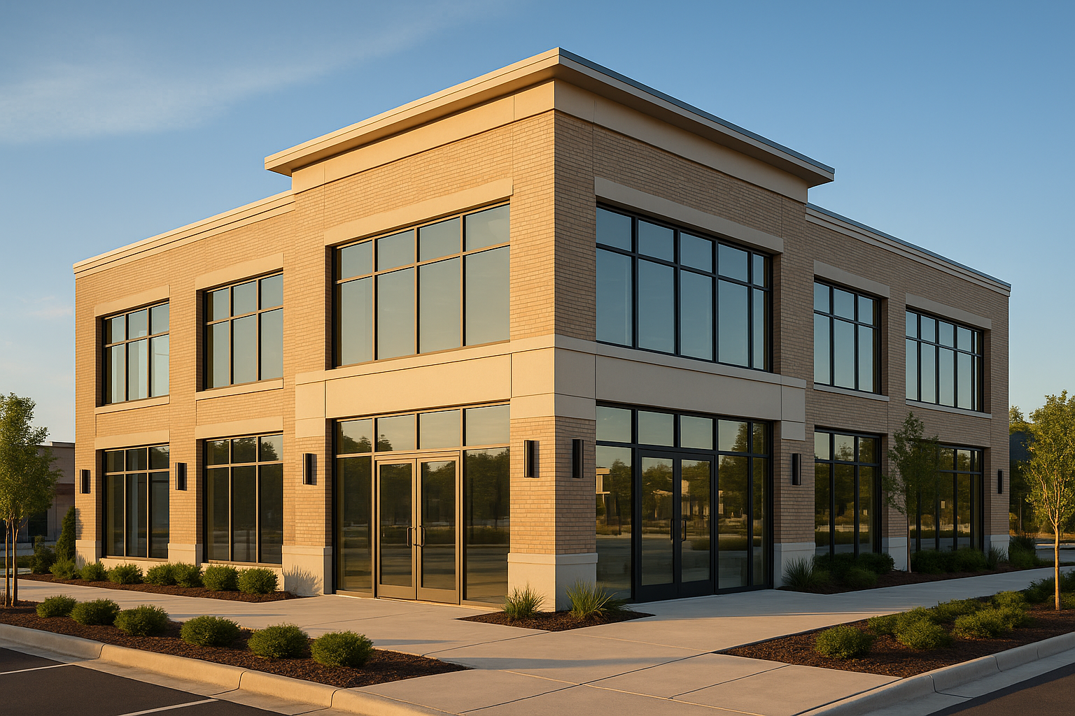 Completed modern commercial building by Primo Construction Pro in Greater Atlanta